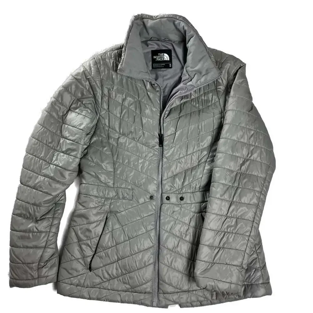 The North Face Womens M Quilted Insulated‎ Jacket Gray Fitted Outdoor